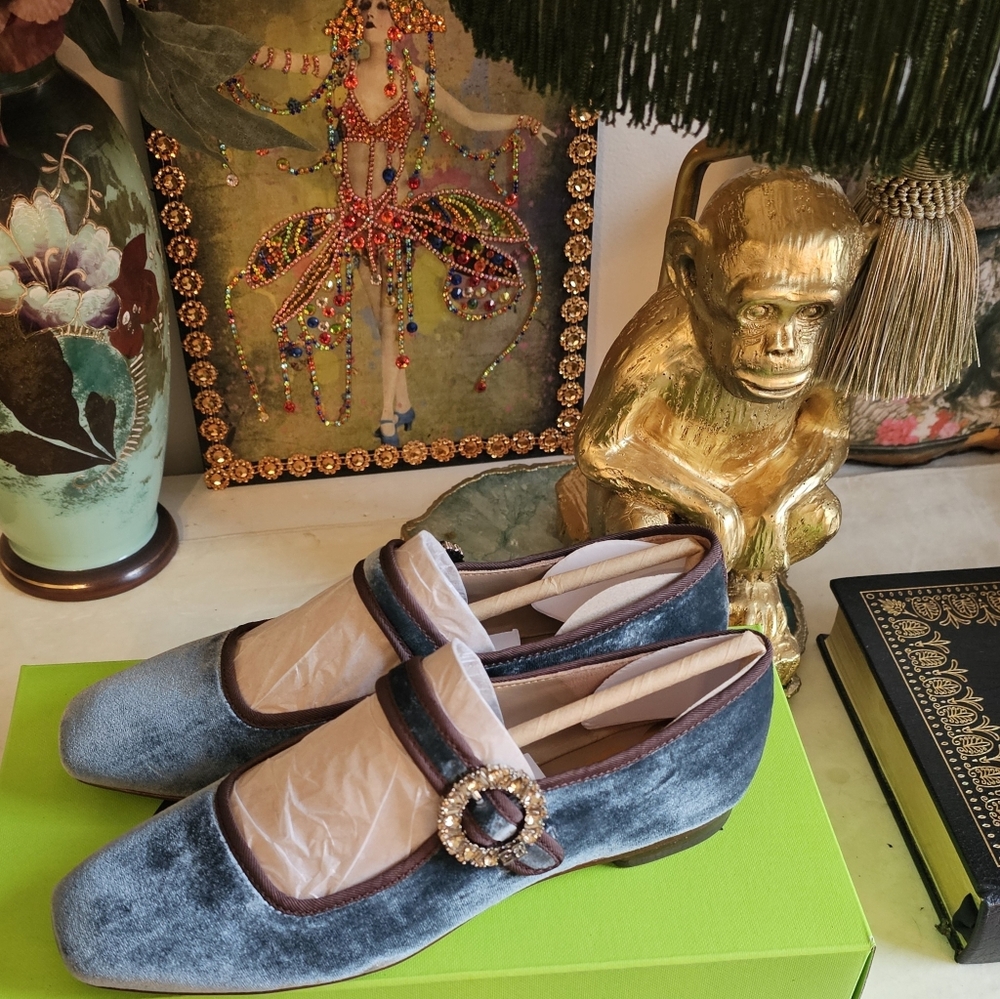 NIB - Sam Edelman Bluestone Velvet Michaela Mary Jane Flat - Size 6 - Picture 11 of 16